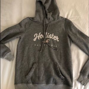 Grey graphic hoodie.